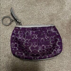 Coach Purple and Silver Key & Card Holder